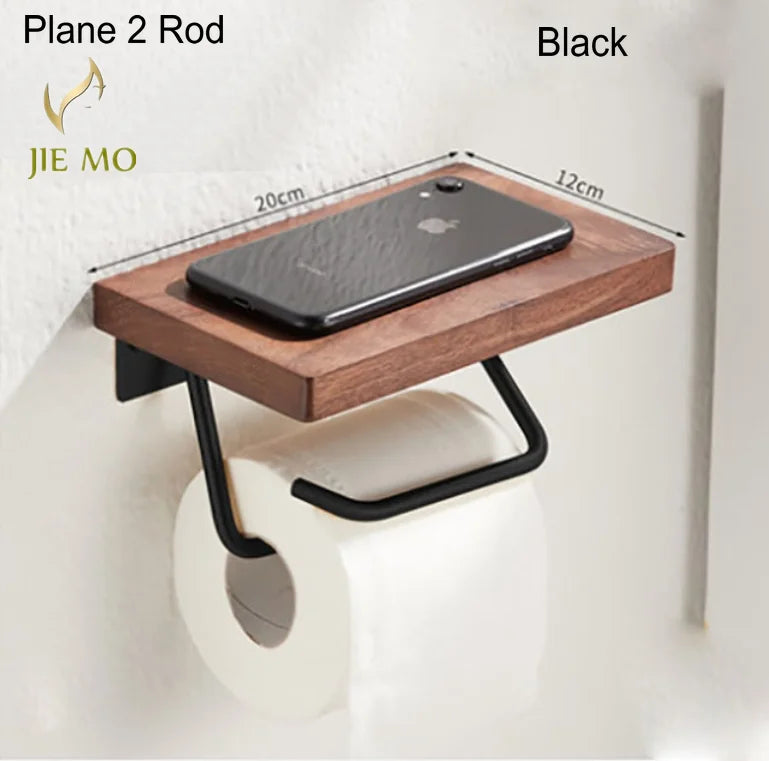 Paper Towel Rack Black Walnut Toilet Roll Rack Creative Solid Wood Paper Towel Hook Bathroom Rack