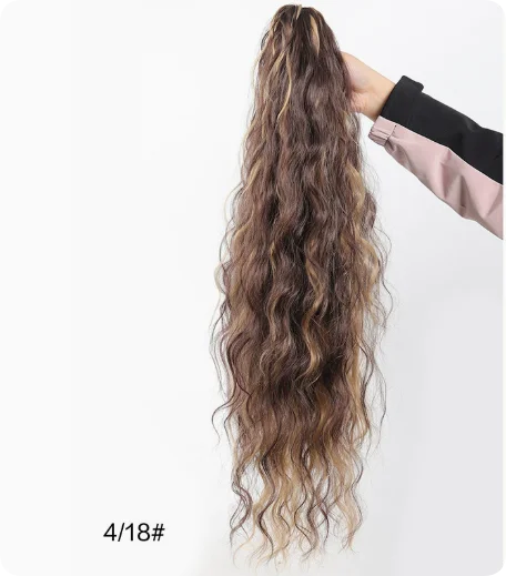 Black White Ombre Claw Clip Ponytail Hair Extensions Wavy Synthetic High Ponytail Hairpiece For Women