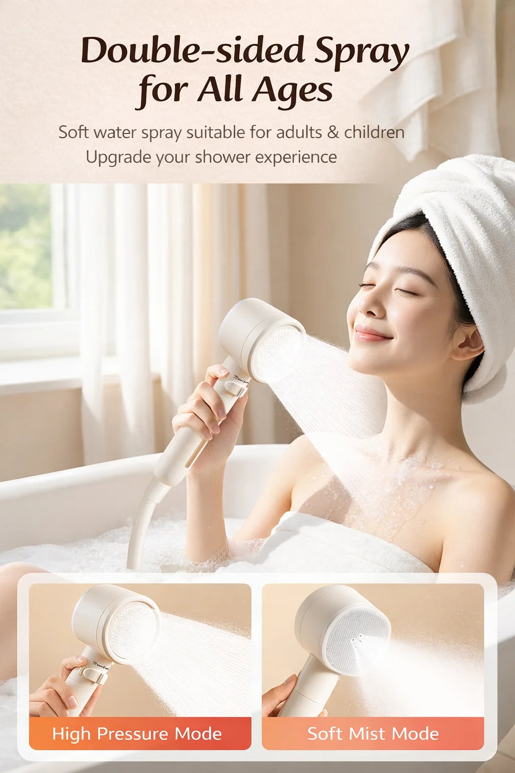 Double-Sided High Pressure Filter Showerhead, Macaron Handheld for Hard Water Chlorine Removal, Bathroom Skin Care Sprayer