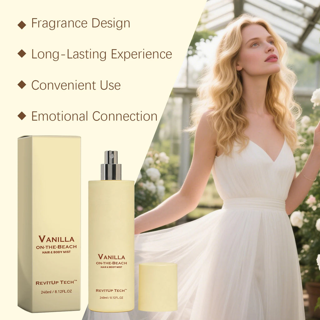 Vanilla Beach Fragrance Mist Moisturizing Hydrating Body Spray Skin Smoothing Daily Gentle Care Intense Scent Lock Professional