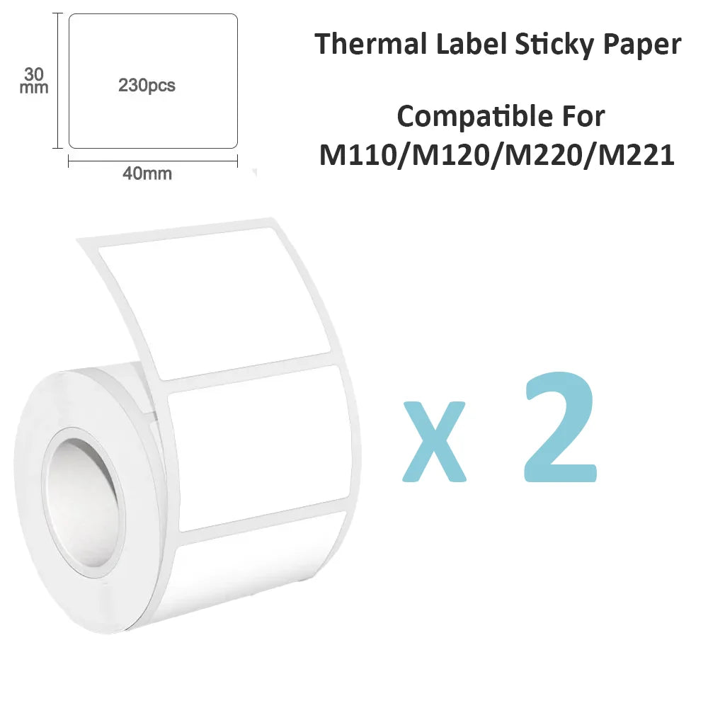 White Thermal Label Paper, Printing, Multi-Purpose Thermal Label Paper, Suitable for Folder Organization, 230 Sheets Per Rolls