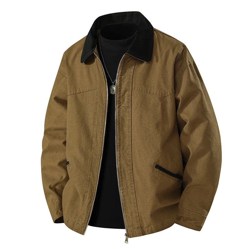 Men Jacket 100% Cotton Coats Safari Autumn Oversize 6XL 7XL 8XL Plus Size Camping Street Casual Business Work Zipper Softshell