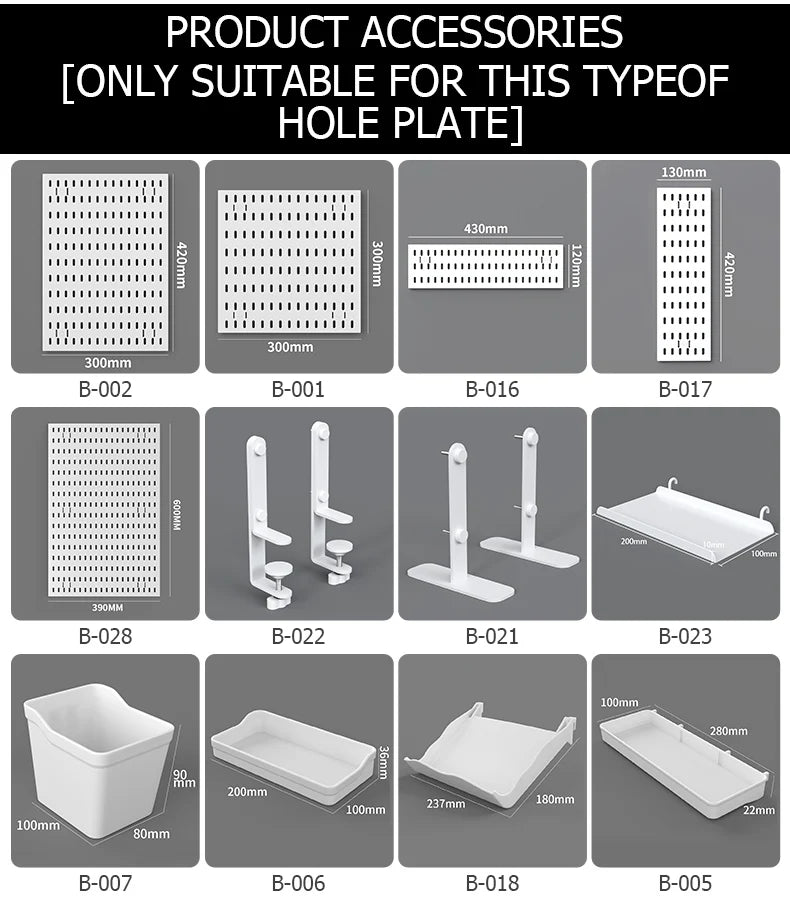 Study Room Pegboard with Shelves Tool Free Wall Grid Scratch Proof Easy to Install for Computer Desk Accessories