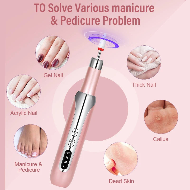 Portable Electric Nail Drill Machine, New Nail Polishing Machine For Shaping, Buffing, Removing Gel Nails, Multifunctional Manic