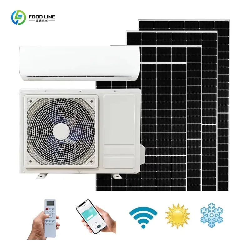 Home Split Solar Air Conditioning System, 12000BTU High Efficiency DC Solar Cooling Unit with Battery