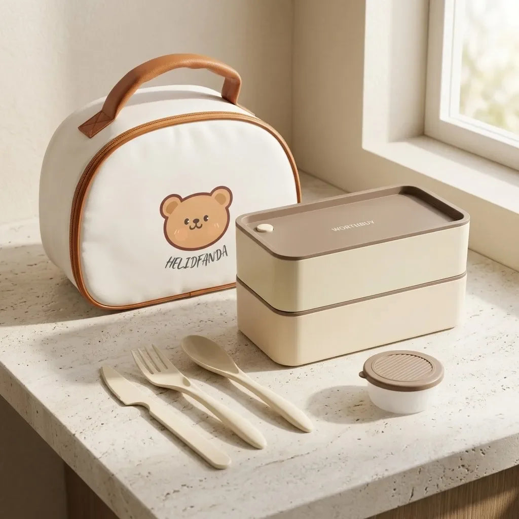 Stackable Plastic Lunch Box For Kids Students Portable Bento Box Microwave Safe Refrigerator Sealed Food Storage Container