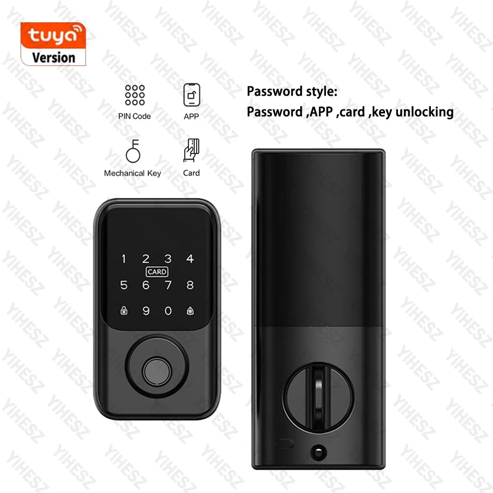 Tuya BLE Digital Electronic Smart Deadbolt Fingerprint Door Lock Password Card Key Unlock Keyless Entry For Smart Home