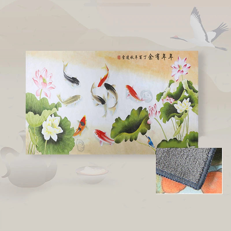 30*18cm High-end Tea Towel With Retro Style And Colorful Painting, Special Tea-drinking Cloth, Premium Tea Set