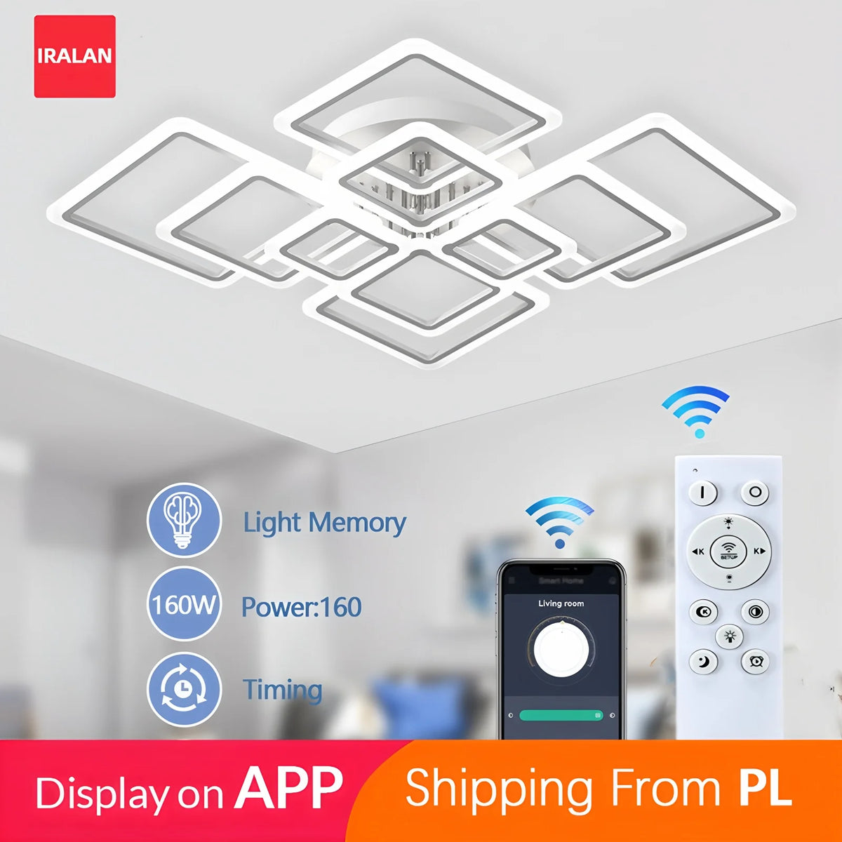 Modern Interior Square Ceiling Light with Remote Control LED Dimmable Ceiling Lamp lustre Living Room Kitchen Bedroom Decoration
