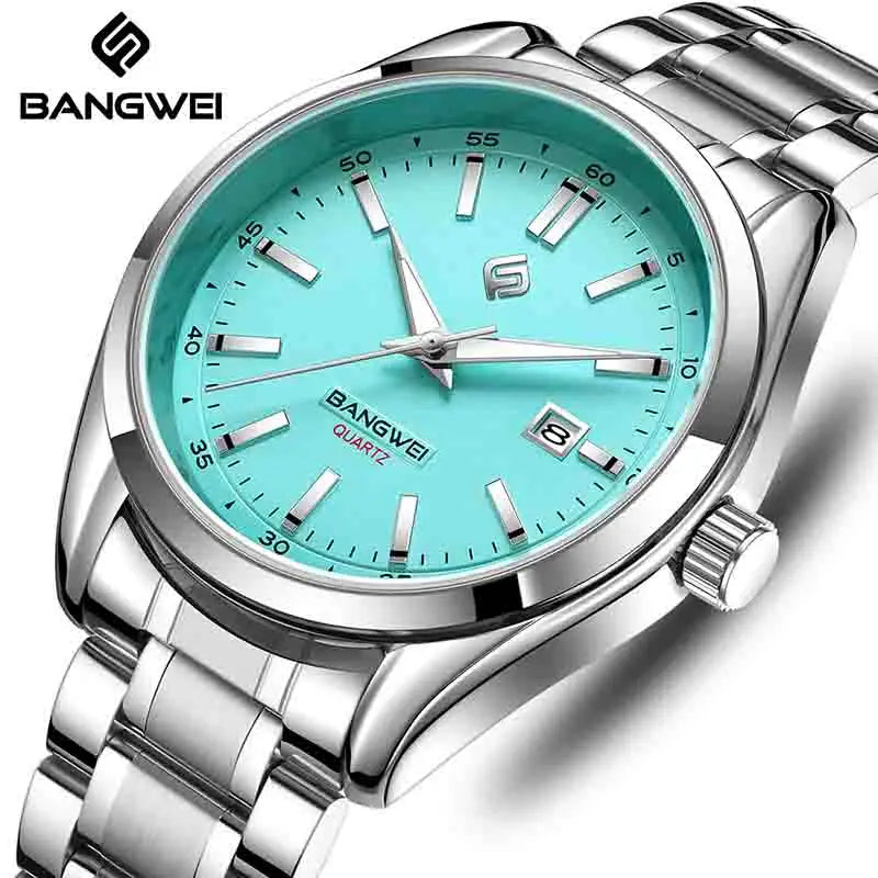 BANGWEI 2025 Business Men's Watch Waterproof Stainless Steel Quartz Watch Luminous Fashion Calendar Watches for Men Reloj Hommes