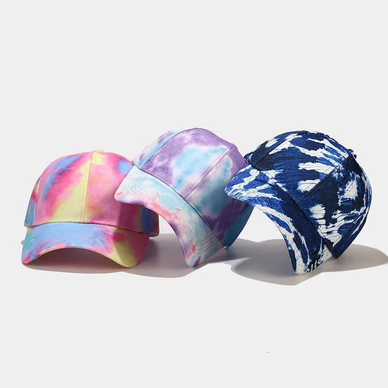 New Fashion Colorful Tie-dye Baseball Cap Spring Men's and Women's Trend Lovers Hat Outdoor Sports Adjustable Sun Graffiti Bones