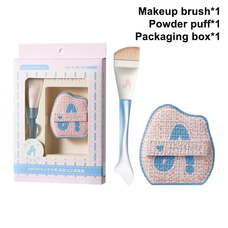 1/2 pcs Makeup Ultra-Thin Brush Set Foundation Brush With Traceless Sponge Powder Soft Puff Angled Head Makeup Brush Beauty Tool