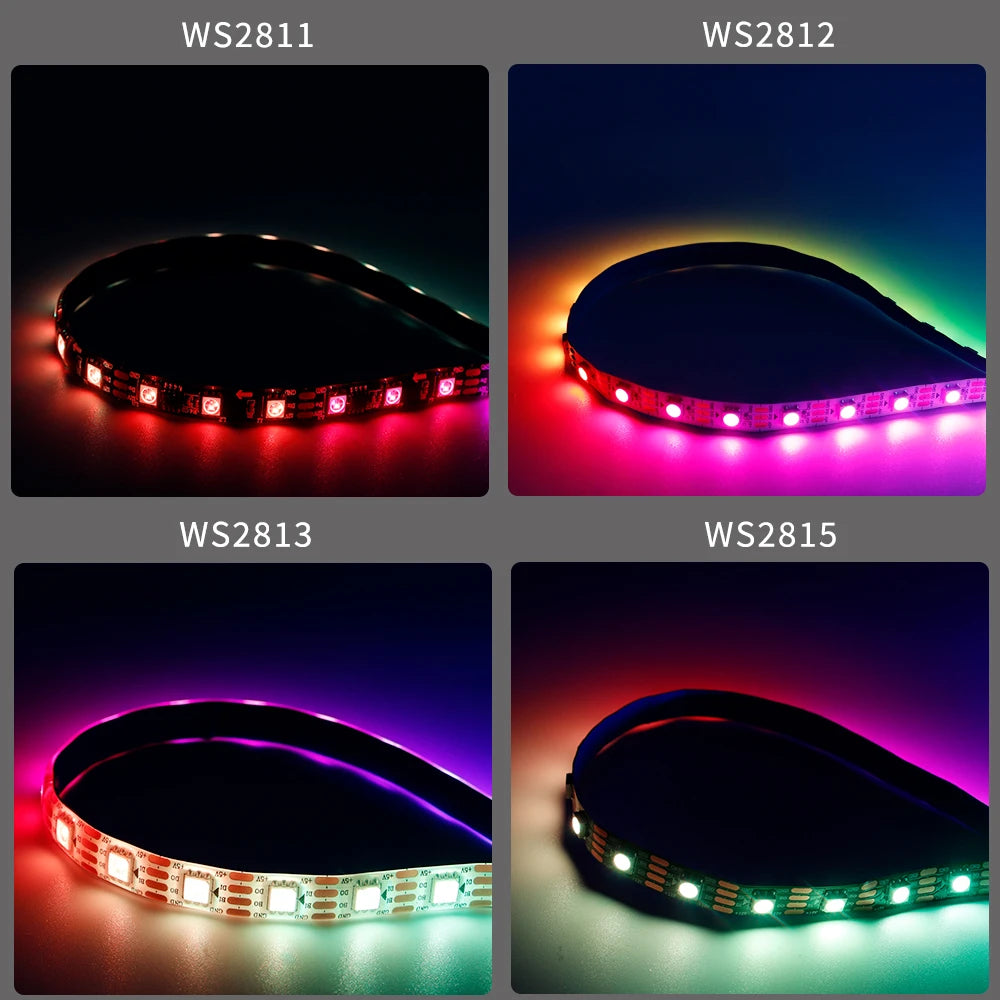 WS2812B WS2811 WS2813 WS2815 30/60/144pixels/leds/m 5050 RGB LED Strip WS2812 Individually Addressable Tape Light DC5V DC12V