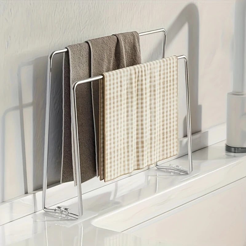 Stainless Steel Kitchen Sink Organizer - Towel Rack, Dishcloth Rack, Drain Rack, for Dish Storage and Organization, Space-Saving
