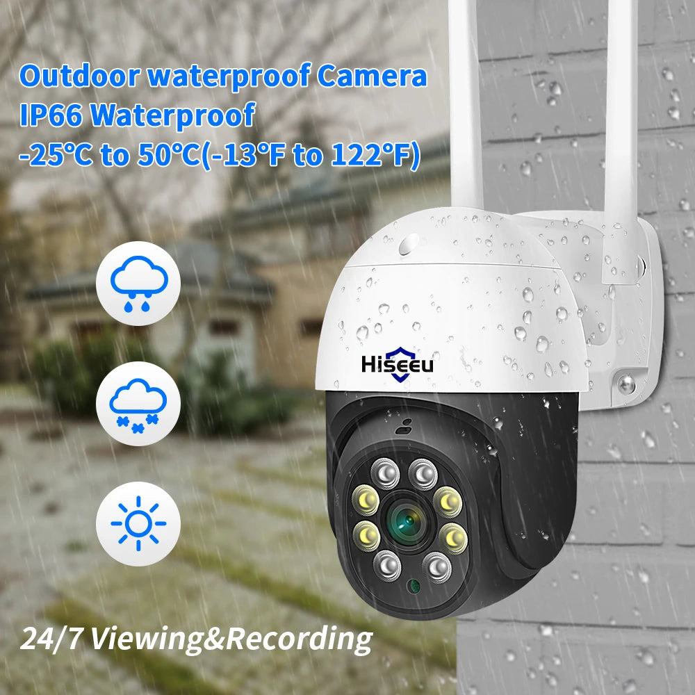 Hiseeu 2MP PTZ Wifi Smart Camera 5x Digital Zoom Human Detect Auto Tracking Wireless CCTV Video Surveillance IP Camera
