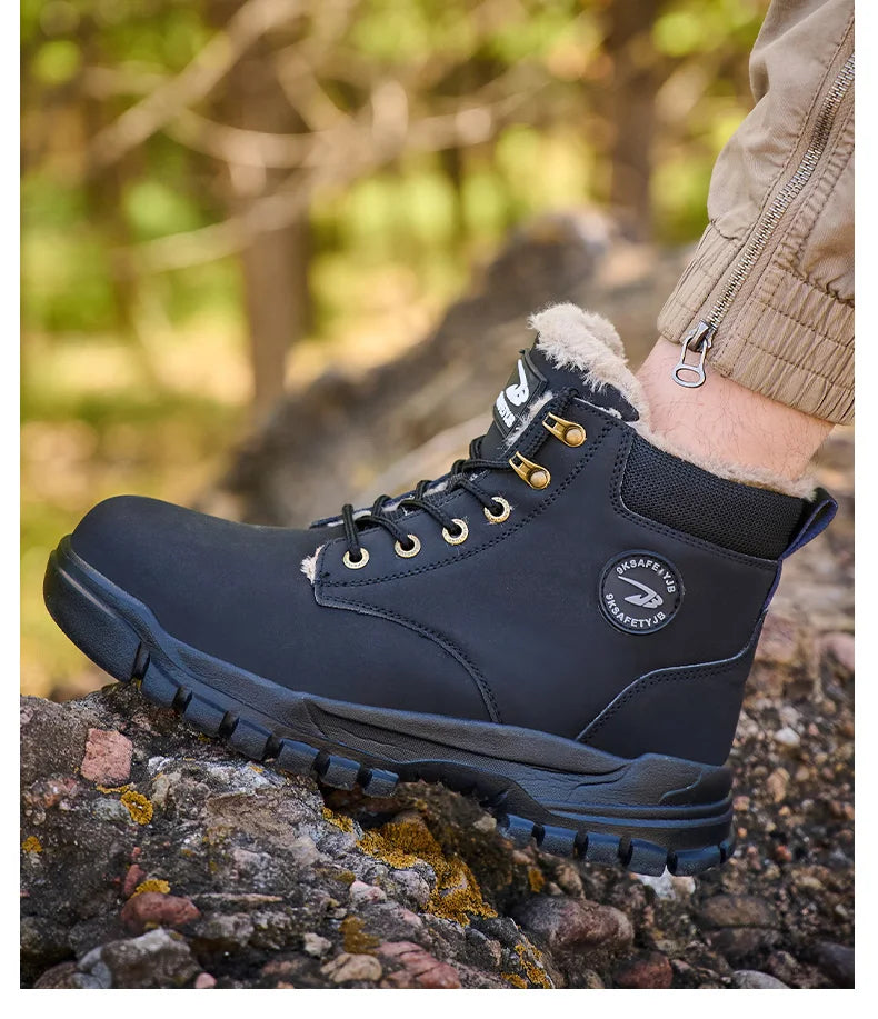 Latest 2024 Fashion Winter Warm Men Work Safety Boots Waterproof Indestructible Steel Toe Cap Shoes Sneakers Male Footwear