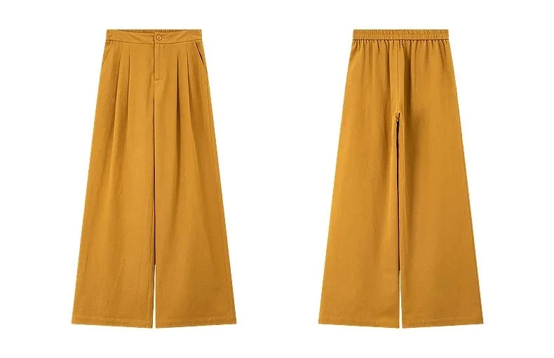 VIMLY Office Two-Piece Set Women 2026 Summer New Fashion Ruffle Hem Cropped Sleeveless Vest Wide Leg Pants Casual Outfit A6153