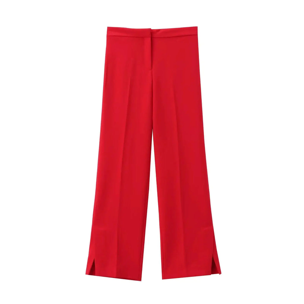 Women 2 Pieces Sets New Fashion Office Vest Top+Split Straight Leg Pants Women's Suit Formal Two Piece Set Women Outfit