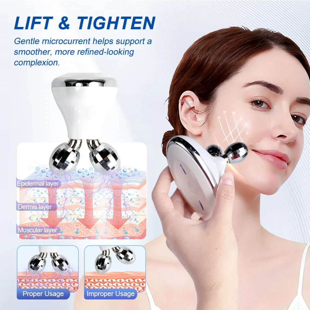 EMS Face Roller Massager Microcurrent Vibration Facial Neck Skin Care Device Face Lift Contour Beauty Tool Portable