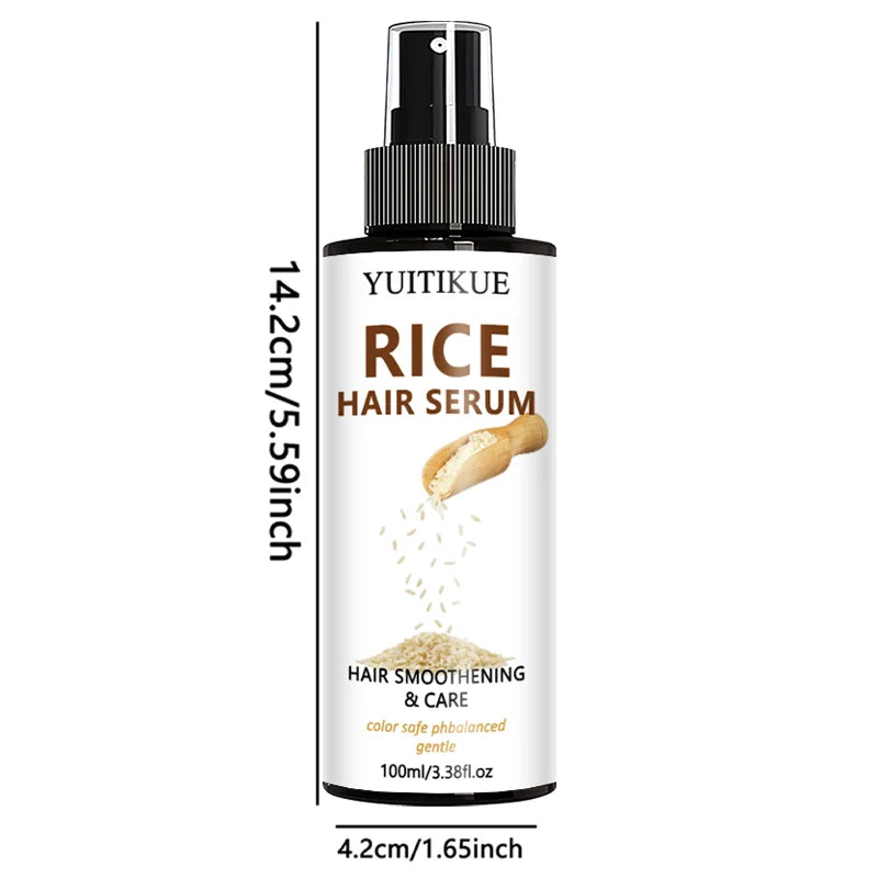 YUITIKUE Rice Water Hair Serum Spray - Nourishes, Strengthens & Adds Shine for Soft, Non-Flat Hair