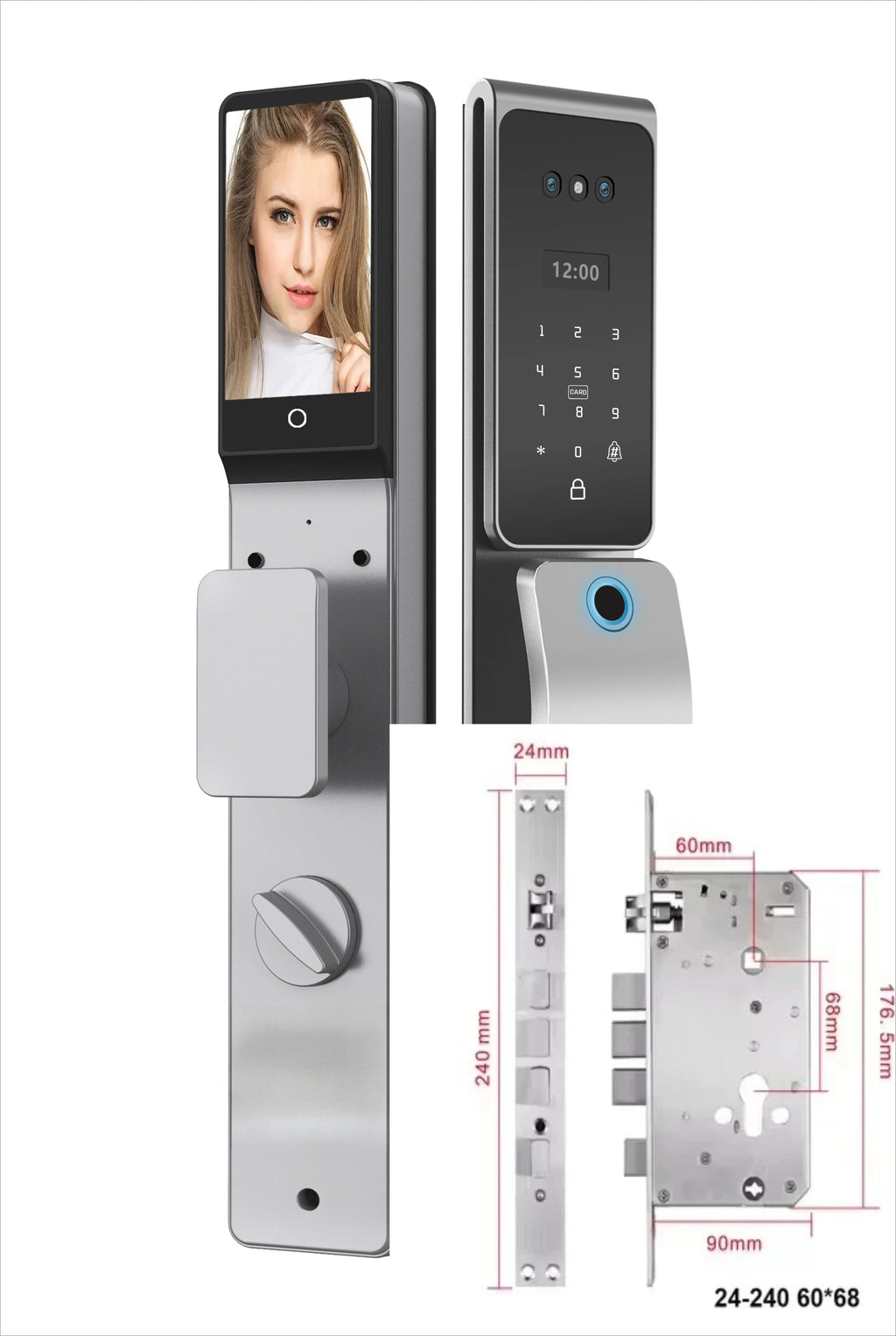 2026 New Tuya 3D Face Palm Recognition Smart Lock Durable Electronic Lock Waterproof Digital Lock Suitable for Europe, Israel