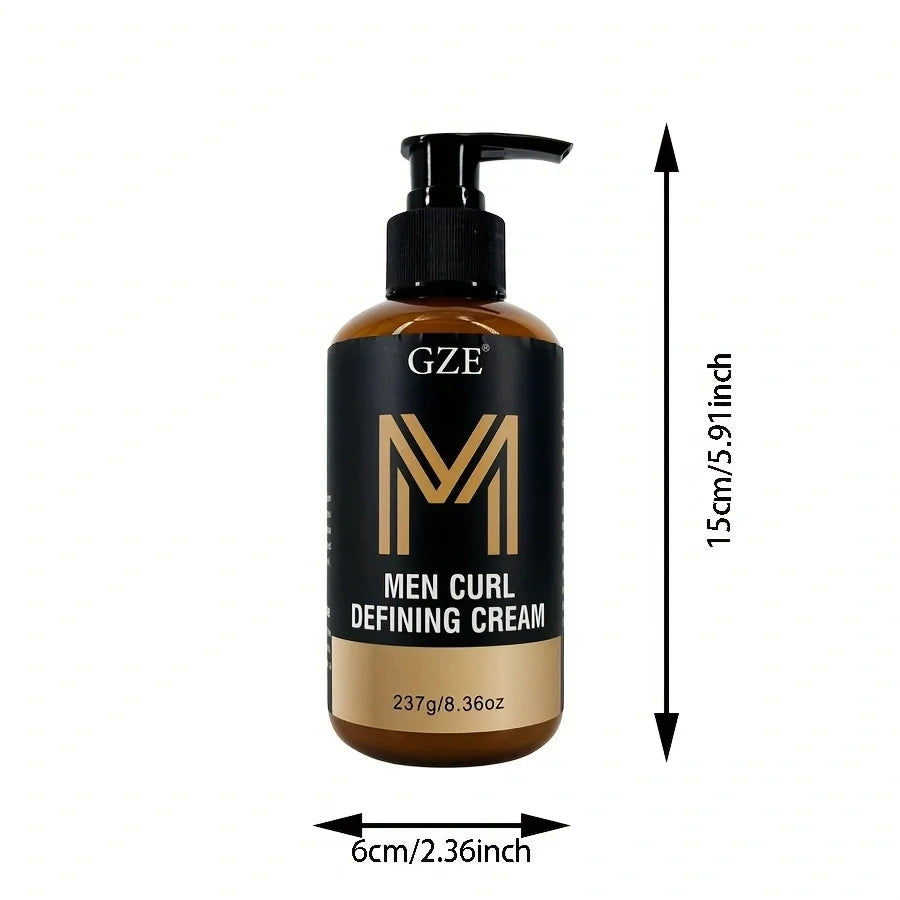 GZE Men Curl Defining Cream - Defined Bouncy Cue Curls Waves - Enhances Curl Definition and Hydrates Hair Frizz RLS and Frizz