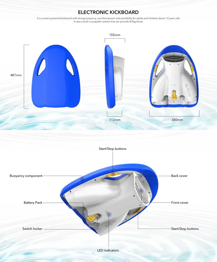 Swimming Kickboard Electirc, Swim Training Kickboard 3 Speed Water Sports Swimming Pool Board for Adults Kids