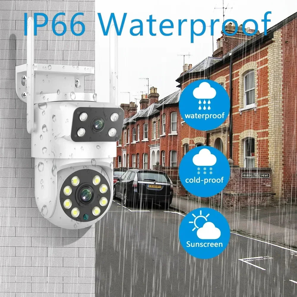 4K 8MP  Tuya Dual Lens PTZ WIFI Camera Full HD Dual Screen Ai Human Auto Tracking Outdoor 4MP Security Video Surveillance Camera