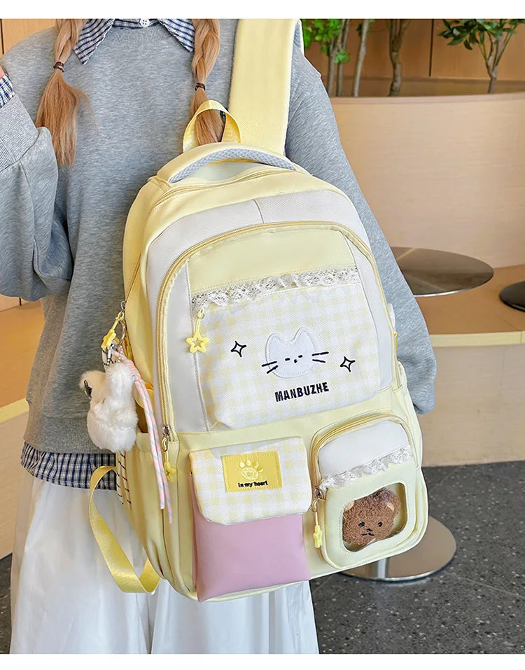 Girl School Bag Backpack Back Pack For Teenager Women Children Female Pink Schoolbag Primary High Bagpack Class Teens Child Kids