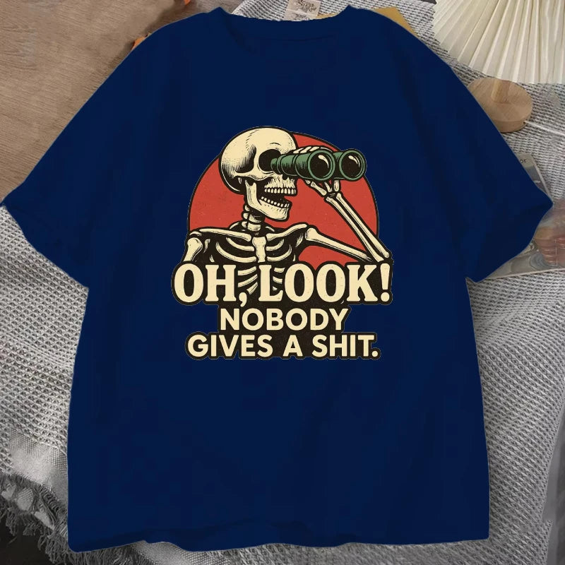 Oh Look Nobody Gives A Shit Sarcasm T-shirt Summer Men's Tracksuit Round Neck Short Sleeve Sportswear Casual Fun Tops Cotton Tee