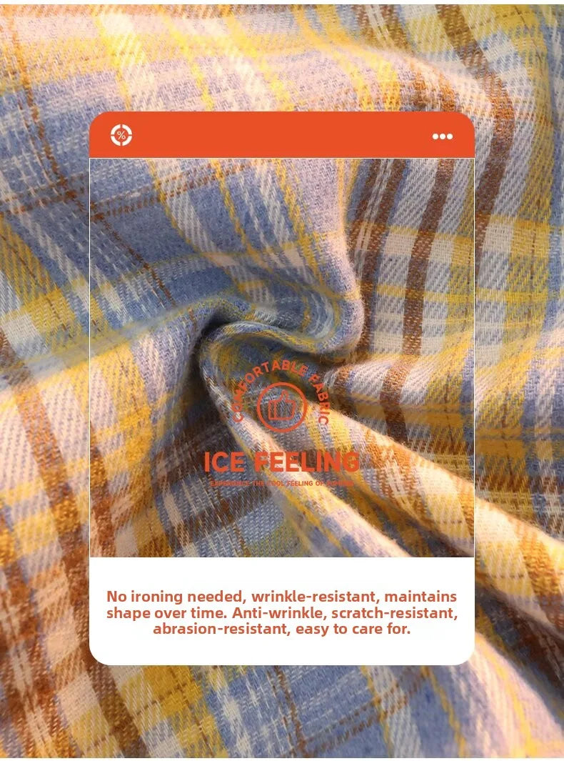 Retro Japanese Plaid Long Sve irt Men's Casual Loose Fit Spring Autumn Wear for Students And Couples Youth Faion