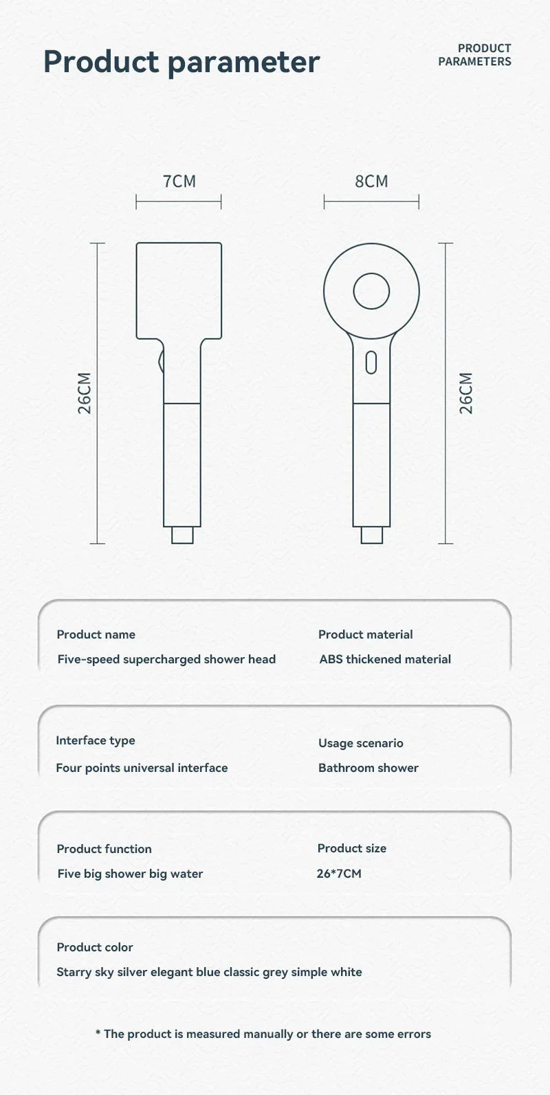 For Xiaomi 5 Modes Water Saving Shower Head Adjustable High Pressure Showerhead Handheld Spray Hangable Bathroom Accessories ﻿