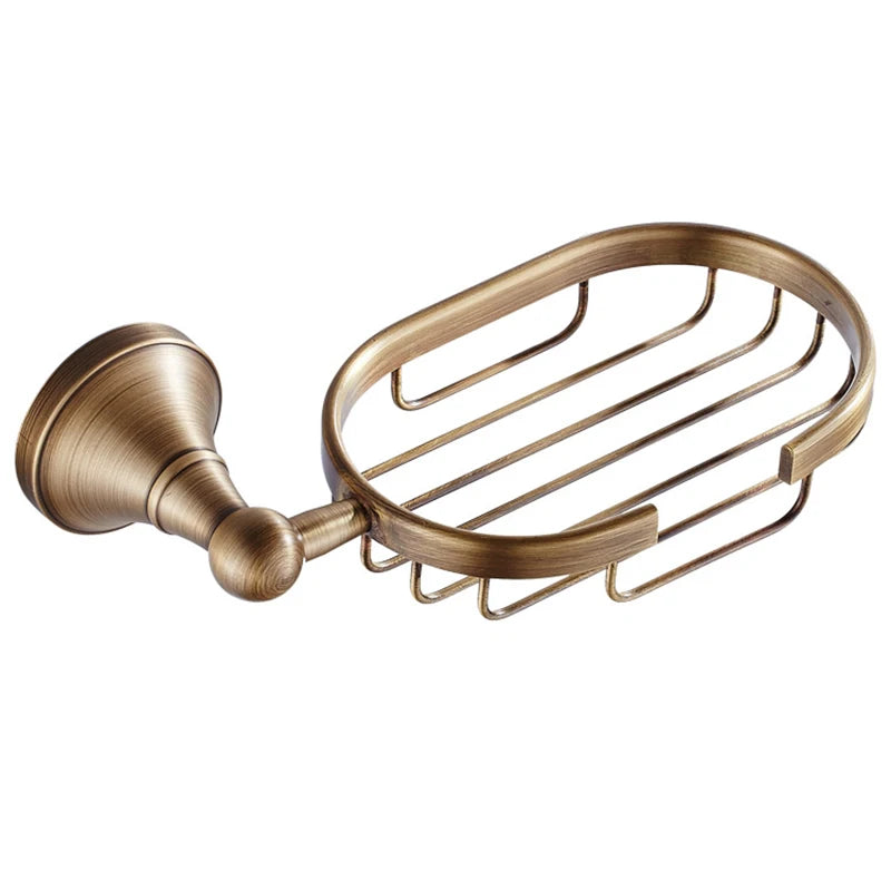 Antique brass plated wall-mounted towel rack bathroom hardware pendant set paper towel holder coat hook toilet brush ELA68A