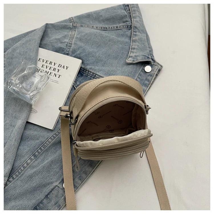 Casual Oxford Fabric Mobile Phone Bag Women's Crossbody Bag Lightweight Trendy Single Shoulder Canvas Bag for Walking