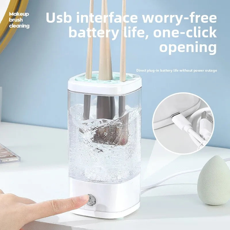 Automatic Makeup Brush Cleaning Machine Electric Cosmetic Tool with Storage Case for Powder Puff Sponge Lazy Beauty Essential