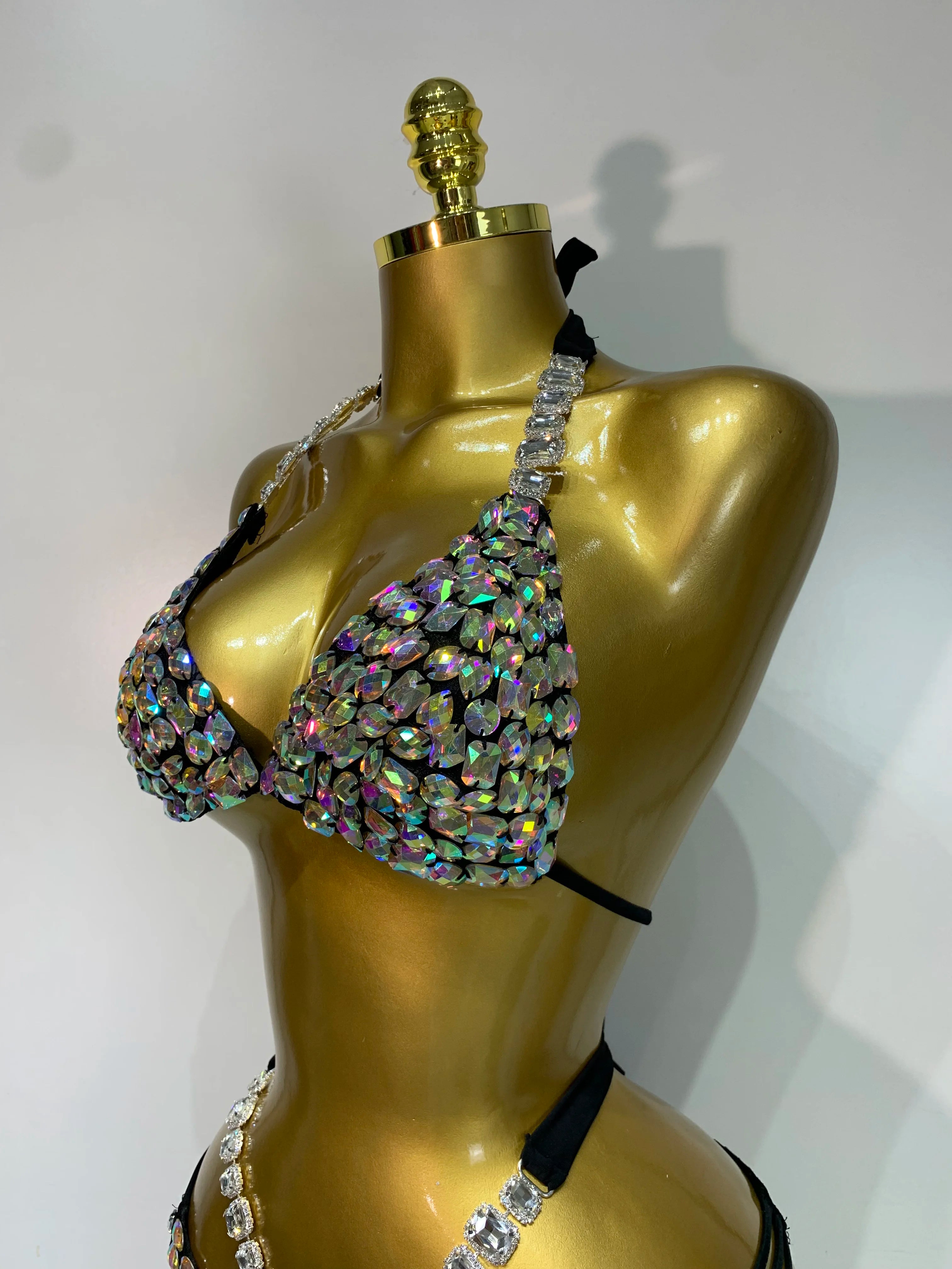 Newest Crystal Bikini Swimwear Fashion Bar Bikini Blingbling Swimwear Bikini Popular Bathingsuit Bikini Nightclub Stage Outfit
