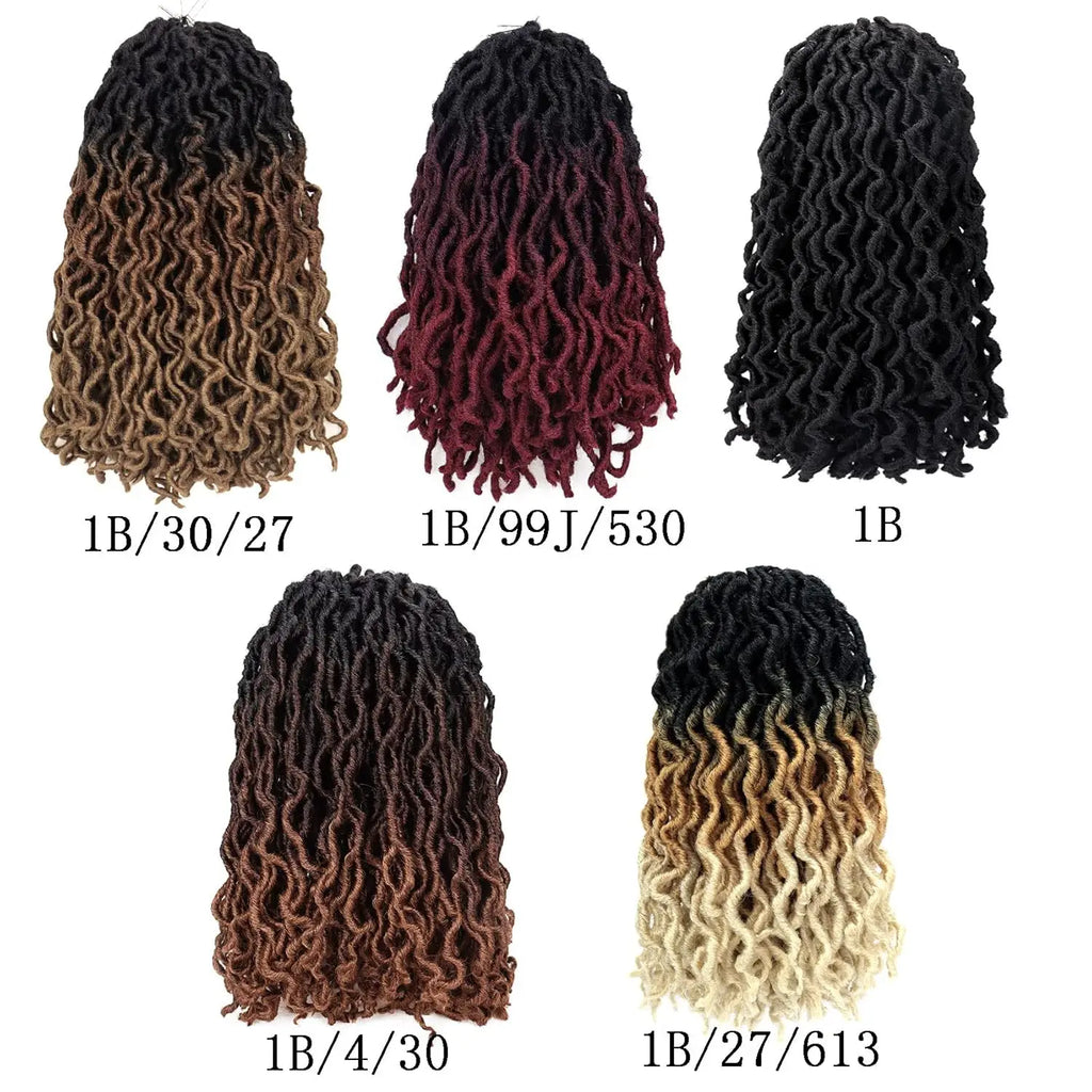 18/24 Inch Goddess Faux Locs Crochet Hair 6 Packs/Lot Soft Gypsy Locs Wavy Crochet Braids Dreadlocks 3 Tone Curly Wavy Synthetic