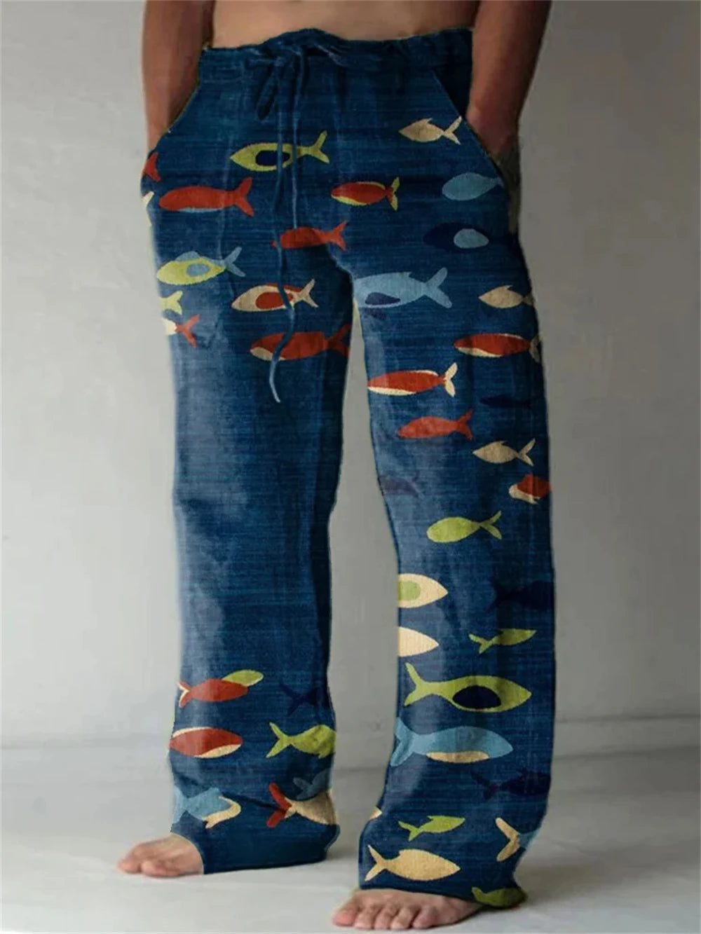 Men's Casual Pants Shark A 3d Printed men's New Winter Pants Fashion men's Loose Casual Pocket Pull Rope Sports Pants