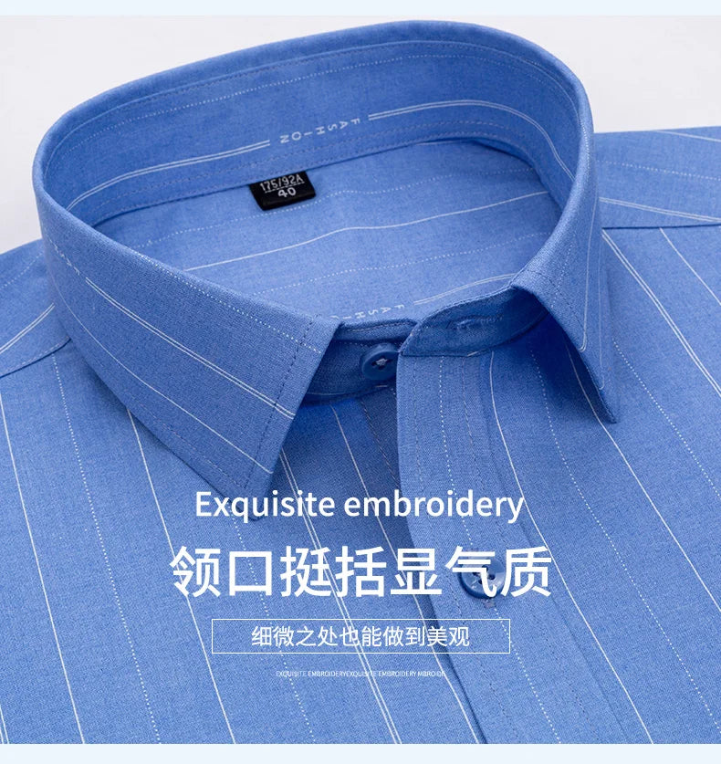 High Quality Men's Shirts Spring Autumn Long Sleeve Wrinkle Resistant Non Ironing Stripe Man Clothing  Big Size 5XL 6XL 7XL