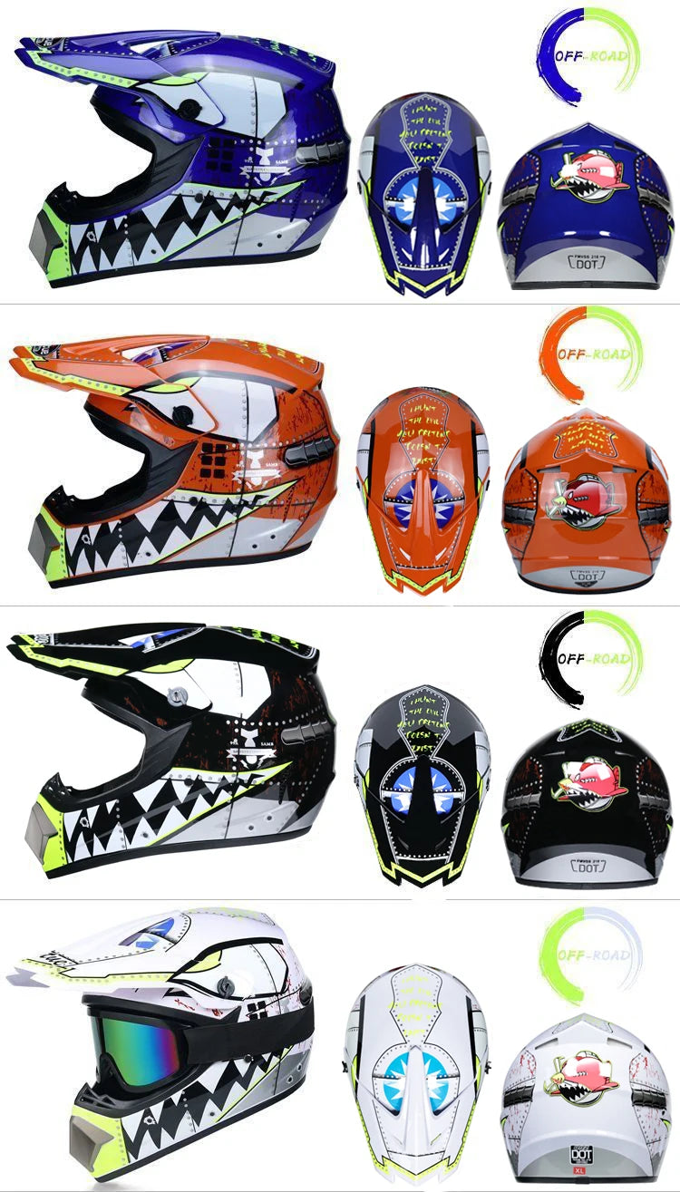 ORZ-Motocross Helmet Off Road Dirt Bike ATV MX Racing Helmet DOT Approved for Adults