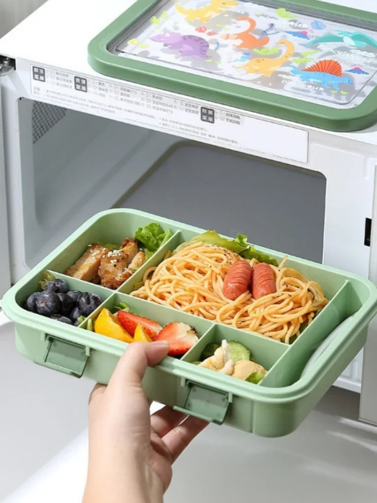 1500ML Cartoon Lunch Box Portable Rectangular Kids Students Office Benton Box Leakproof Food Container Microwave Oven Tableware