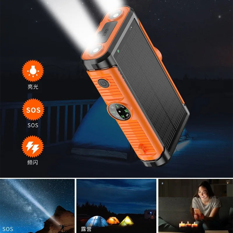 50000mAh Solar Power Bank 22.5W Magnetic Wireless Charging Camping Powerbank with Cables External Battery for IPhone Magsafe