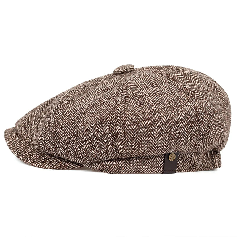 Retro Newsboy Caps Men Octagonal Hats British Painters Hats Autumn Winter Berets Herringbone Flat Caps Hip Hop Berets Gorras