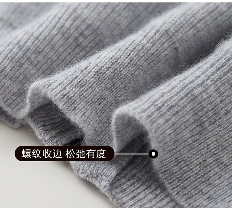 Autumn and Winter 100% Pure Cashmere Cardigan Men's Hoodie Zipper Thick Sweater Loose Plus Size Wool Knitted Sweater Coat