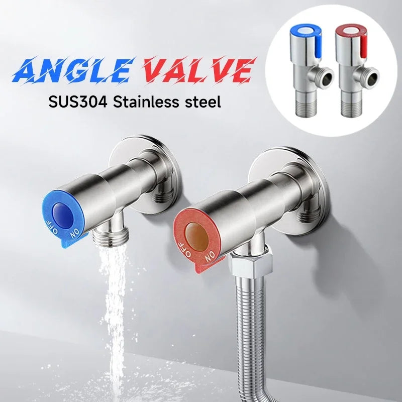 G1/2 Stainless Steel Hot Cold Inlet Valve Toilet Filling Angle Valves Sink Basin Water Heater Faucet for Bathroom Accessories