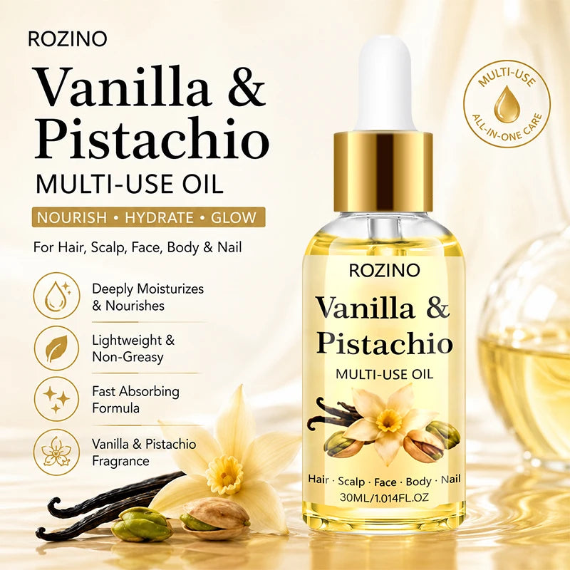 Rozino Multi-Purpose Moisturizing Care Oil, with a Light Texture That Is Easily Absorbed, Can Nourish Dry Skin and Soothe Tight, Dry Skin. Can Be Used for Facial, Body, and Hair Care, One Bottle Meets Multiple Moisturizing Ne