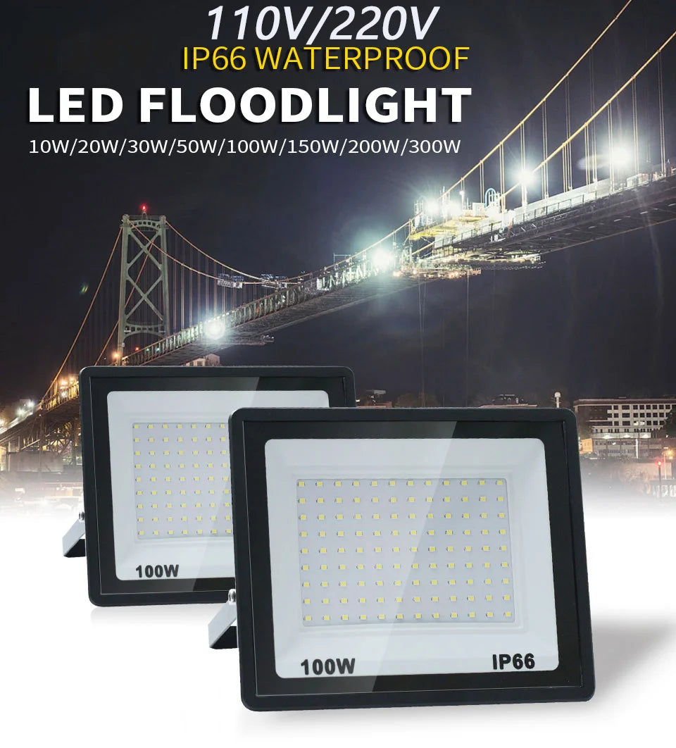 Outdoor LED Floodlights 10W 20W 30W 50W 100W 150W 200W 300W AC220V AC110V Ultra-bright Garden Garage Lighting Outdoor LED Light