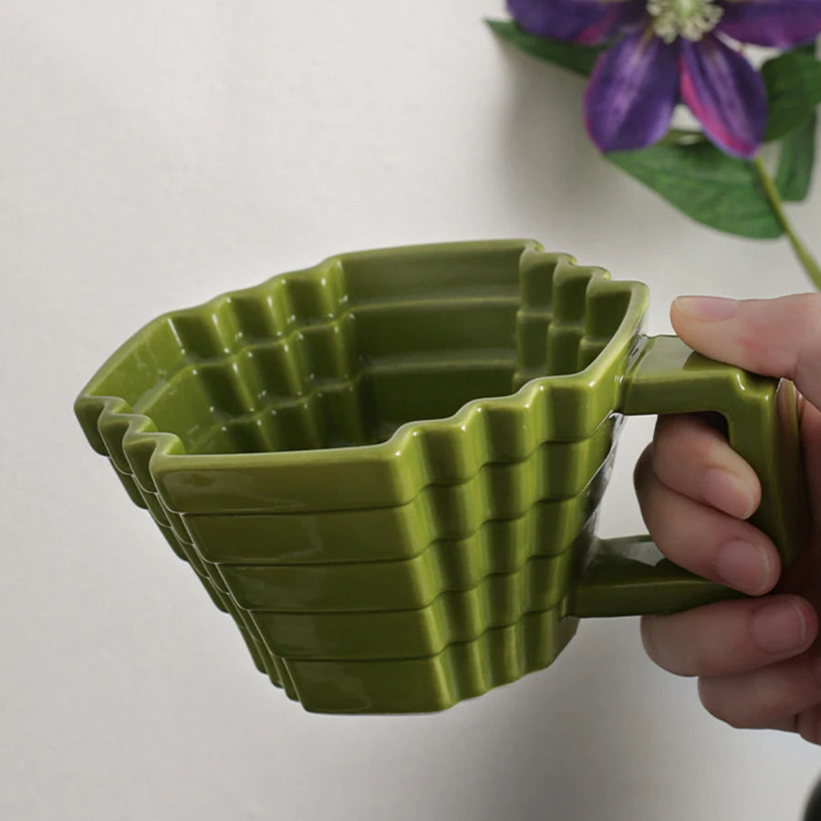 Ceramic Cups creative and individual solid colors, High-end underglaze color,Pixelated Mugs High appearance level drinkware Cup