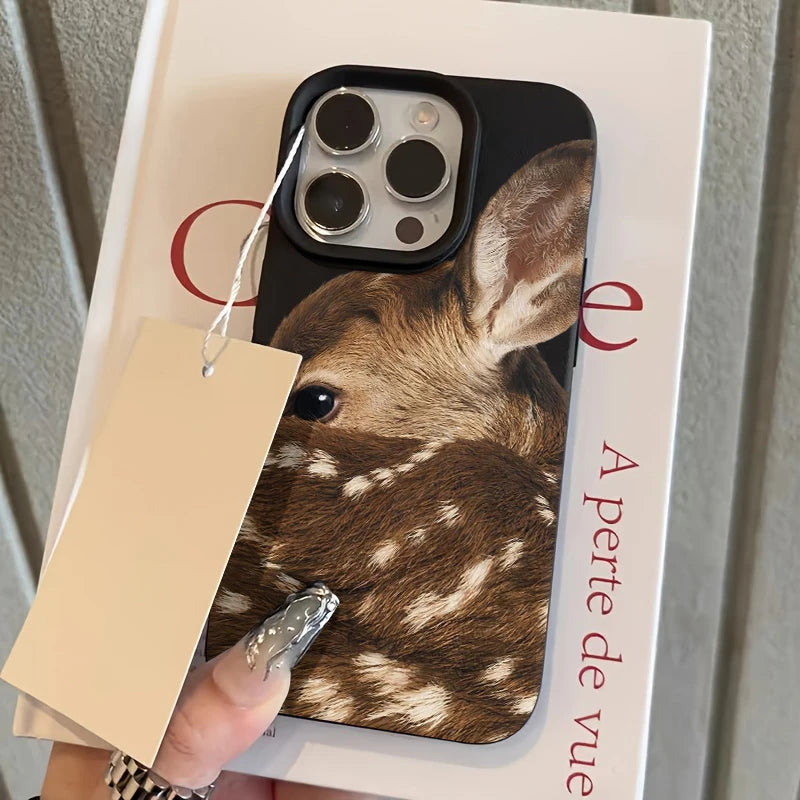 Close-Up Sika Deer Illustration Pattern TPU Case for iPhone 17 Pro Max 16 15 14 13 12 11 Plus Stylish TPU Soft Cover Funda Coque