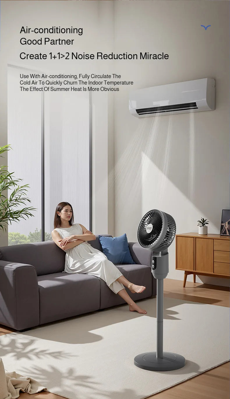 Household floor fan three-speed wind silent electric fan floor fan high wind air circulation fan dual-purpose adjustable fan
